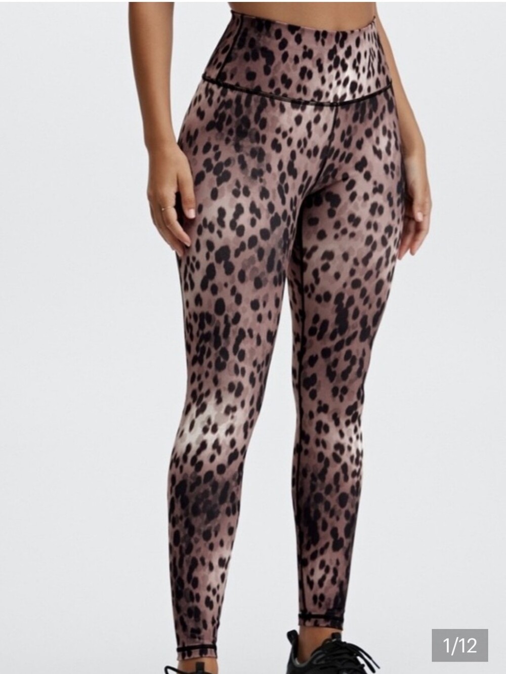 Fabletics Taupe and Black Leopard Print High-Waist Leggings